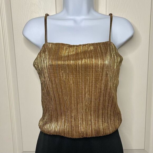 Forever 21 XXI Gold Plisse Blouson Mini Dress - Medium - Picture 4 of 10